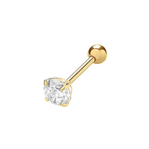 Timeless 9ct Yellow Gold Single CZ Stud Earring