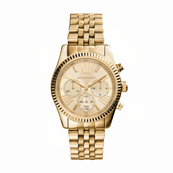 Michael Kors Womens Lexington Chronograph Gold 38 mm Watch Bracelet