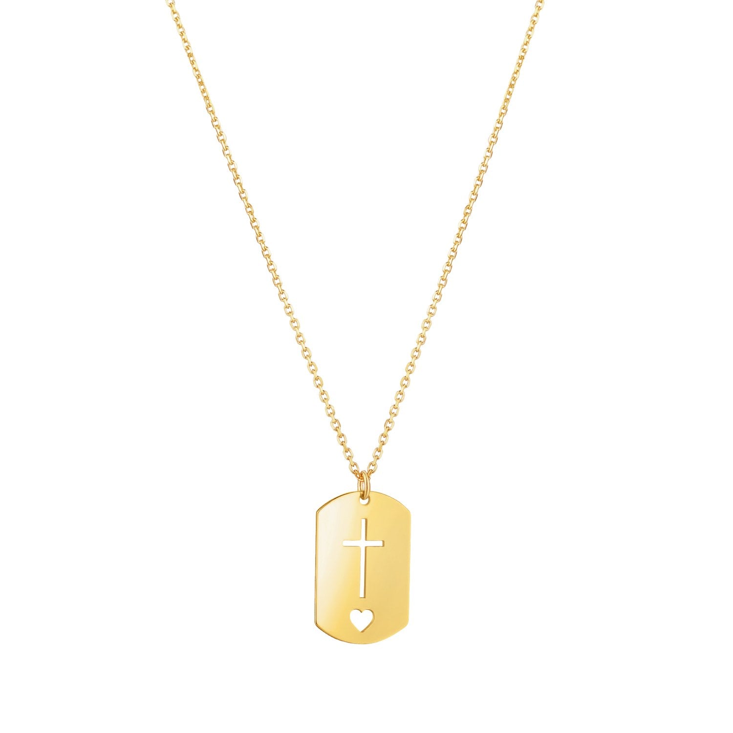 9ct Yellow Gold Cross & Heart Ingot Pendant