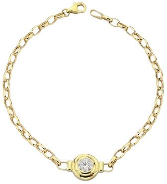 9ct Yellow Gold Rubover CZ Oval Link Bracelet