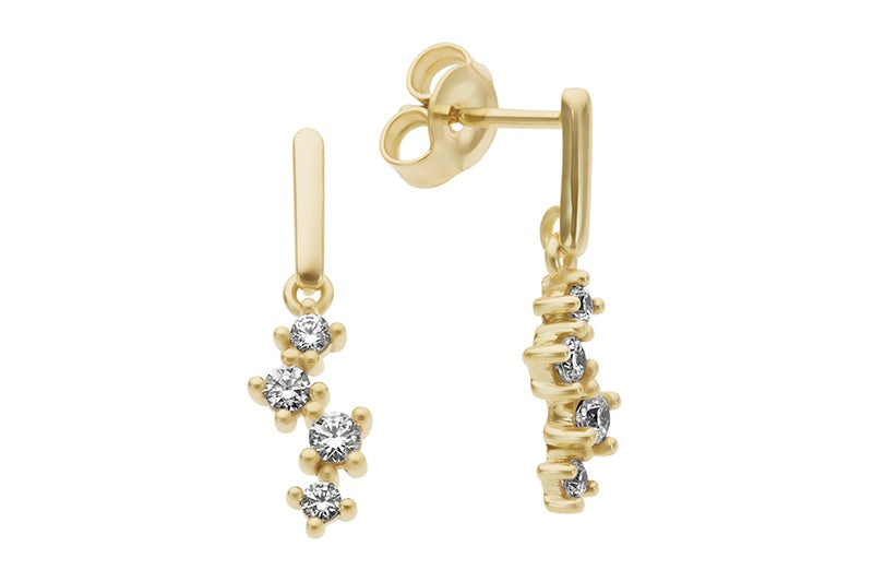 9ct Yellow Gold Cubic Zirconia Drop Earrings