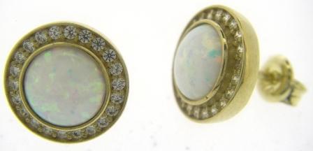 9ct Yellow Gold Round Ruby and CZ Stud Earrings