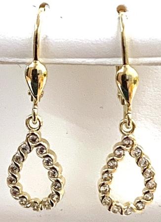 9ct Yellow Gold Teardrop Cubic Zirconia Drop Earrings