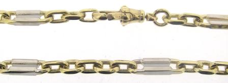 Vintage 9ct Yellow And White Gold Fancy Link Chain 28'
