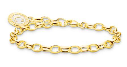 Thomas Sabo Sterling Silver Yellow Gold Plated Charm Bracelet with White Enamel