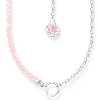 Thomas Sabo Sterling Silver Charm Necklace with Rose Quartz