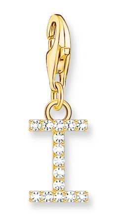 Thomas Sabo Yellow Gold Plated Sterling Silver Letter I Charm with Cubic Zirconia