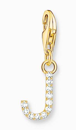 Thomas Sabo Yellow Gold Plated Sterling Silver Letter J Charm with Cubic Zirconia