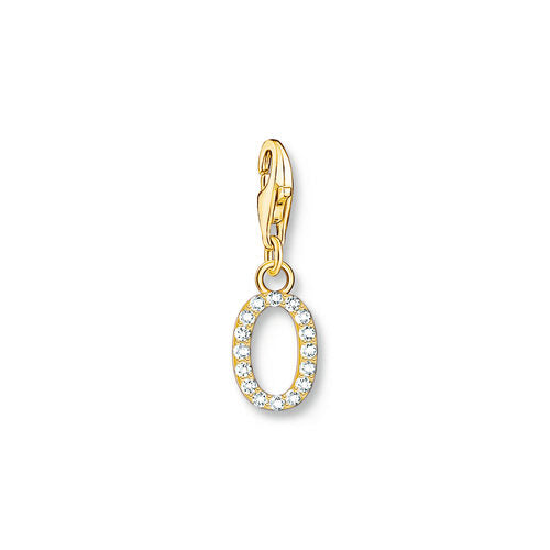 Thomas Sabo Sterling Silver Yellow Gold Plated CZ Letter O Charm
