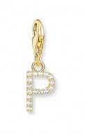 Thomas Sabo Sterling Silver Yellow Gold Plated Letter P Charm with Cubic Zirconia