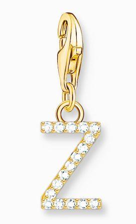 Thomas Sabo Sterling Silver Yellow Gold Plated Letter Z Charm with Cubic Zirconia