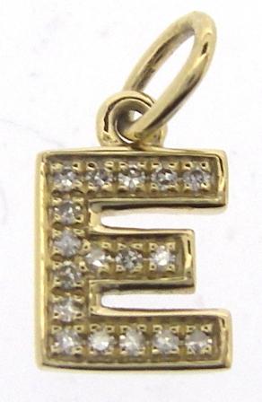 9ct Yellow Gold Diamond Initial E Charm