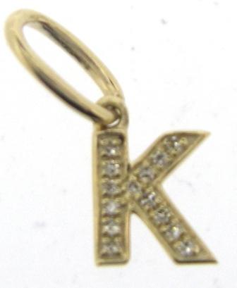 9ct Yellow Gold Diamond Initial K Charm