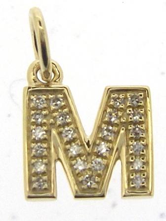 9ct Yellow Gold Diamond M Initial Charm