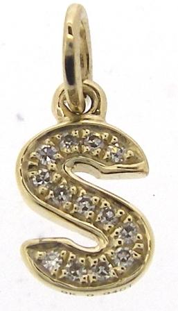 9ct Yellow Gold Diamond Initial S Charm