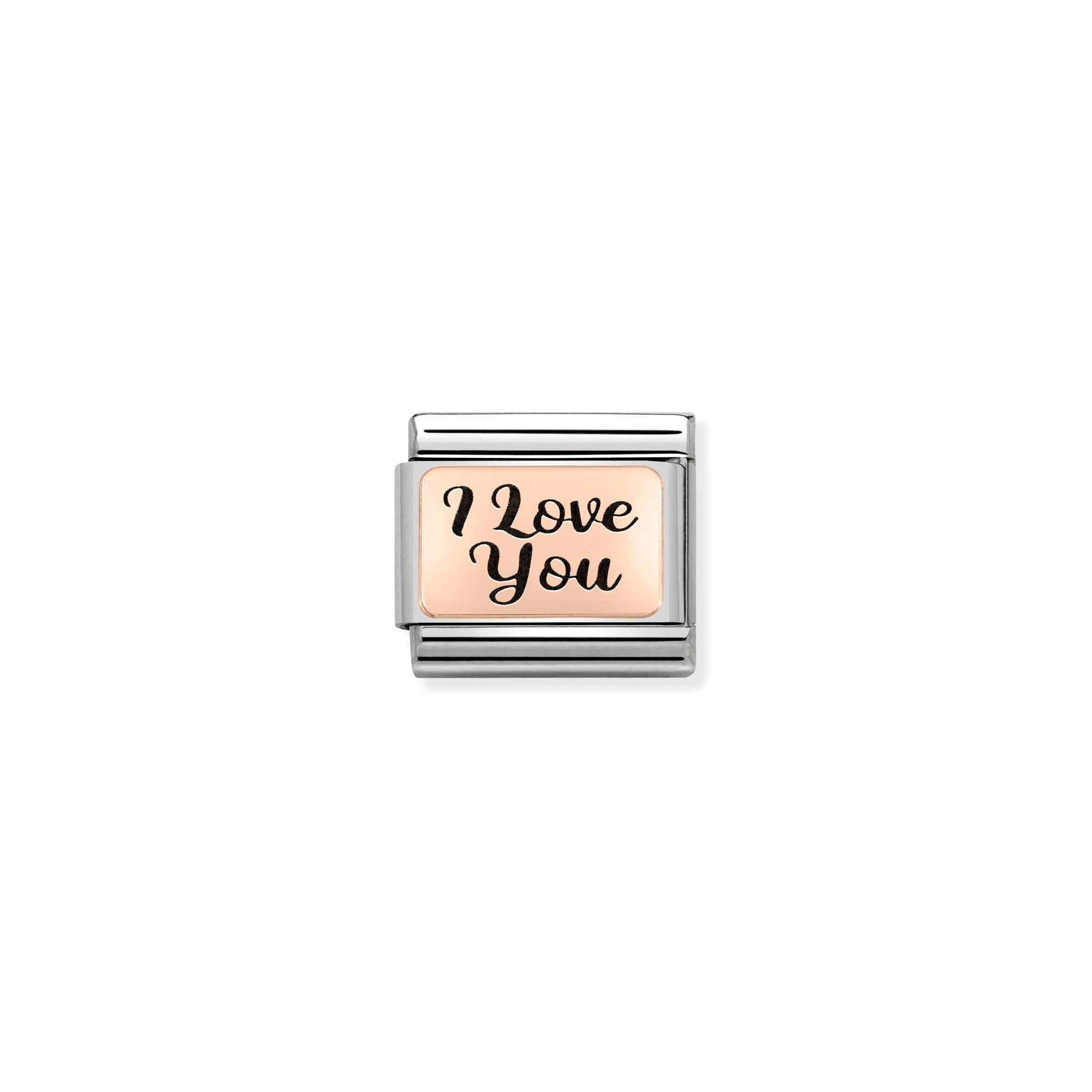 Nomination Composable Classic 'I Love You' Link, Rose Gold & Stainless Steel