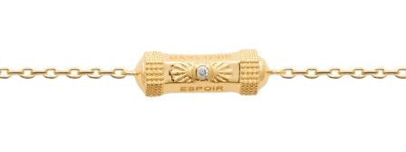 Burren - Words I Desire, Yellow Gold Plated  Chain with Bar Writing Espoir,Amour, Harmonie, Passion and CZ Star Bracelet