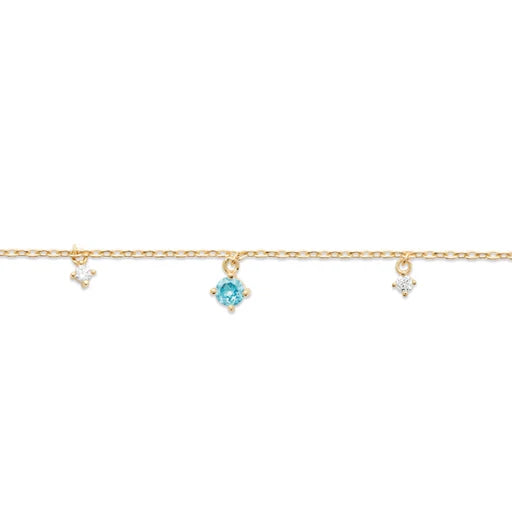Burren - Getting Closer, Yellow Gold Plated Aqua Colour Stones with White CZ Bracelet