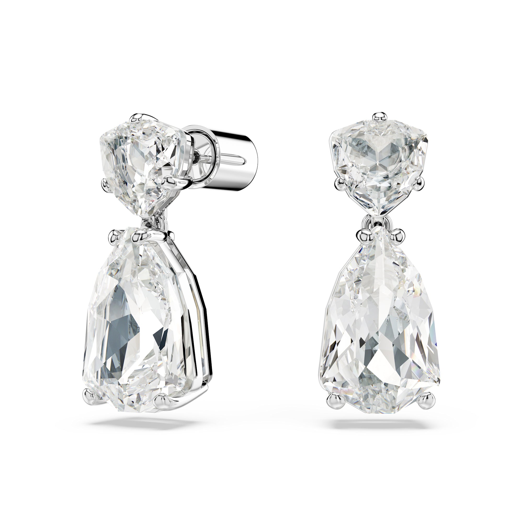 Swarovski Mesmera Drop Earrings - Rhodium Plated - Mixed Cuts White Crystal