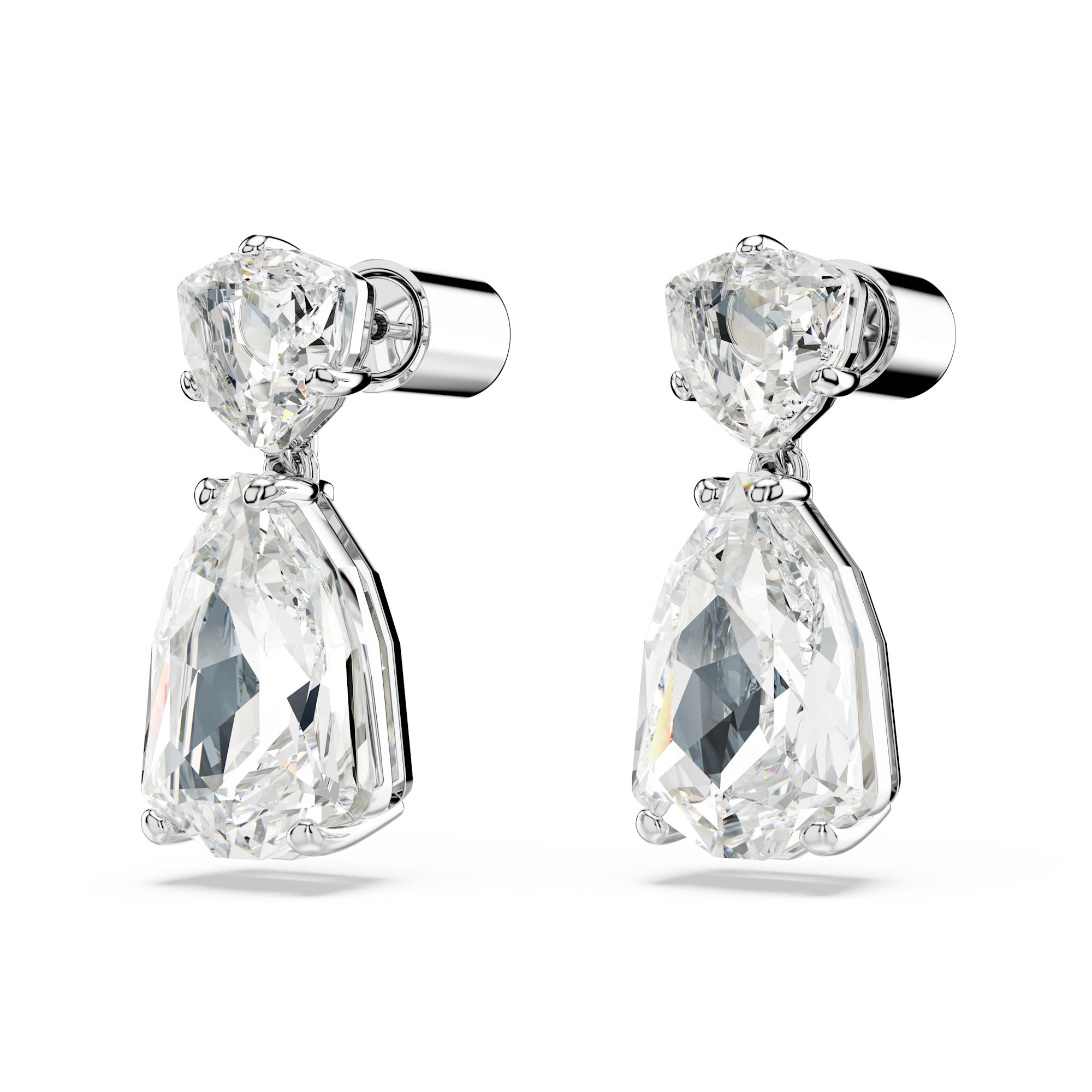 Swarovski Mesmera Drop Earrings - Rhodium Plated - Mixed Cuts White Crystal