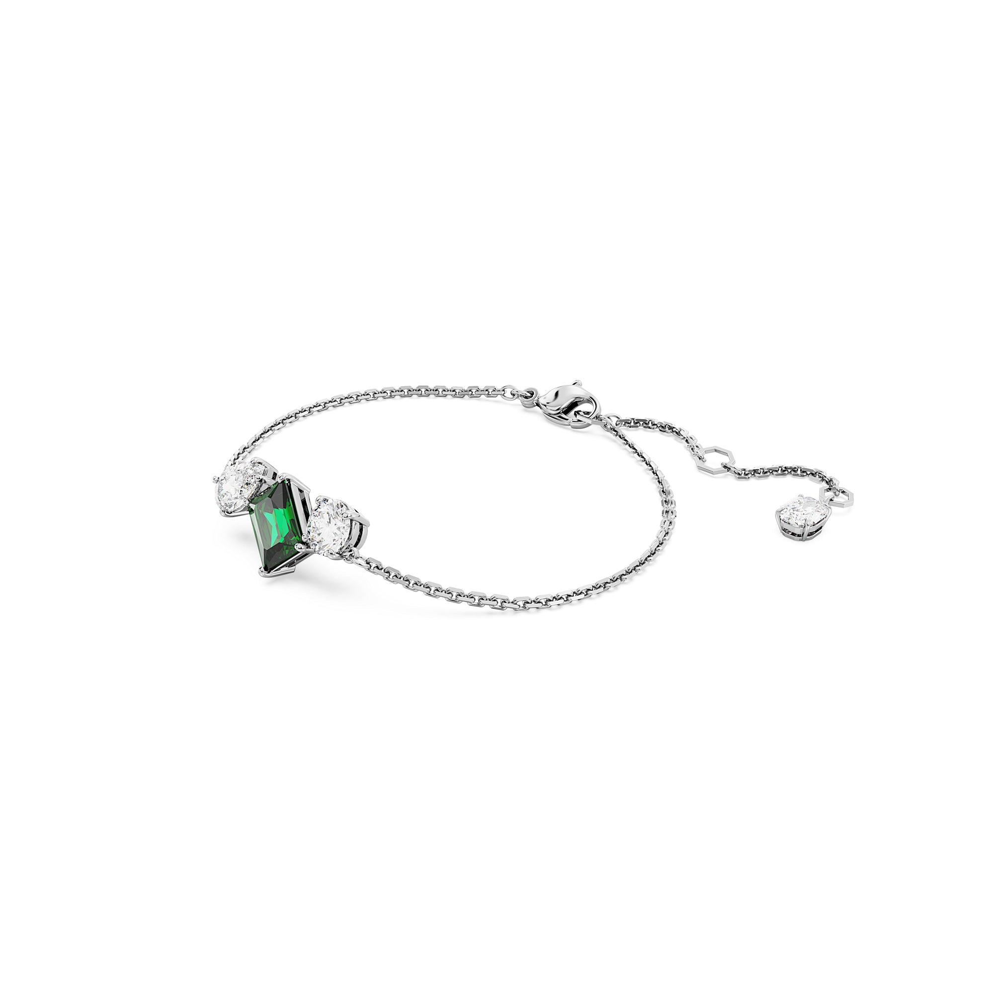 Swarovski Mesmera Bracelet - Rhodium Plated - M - Mixed Cuts White & Green Crystal