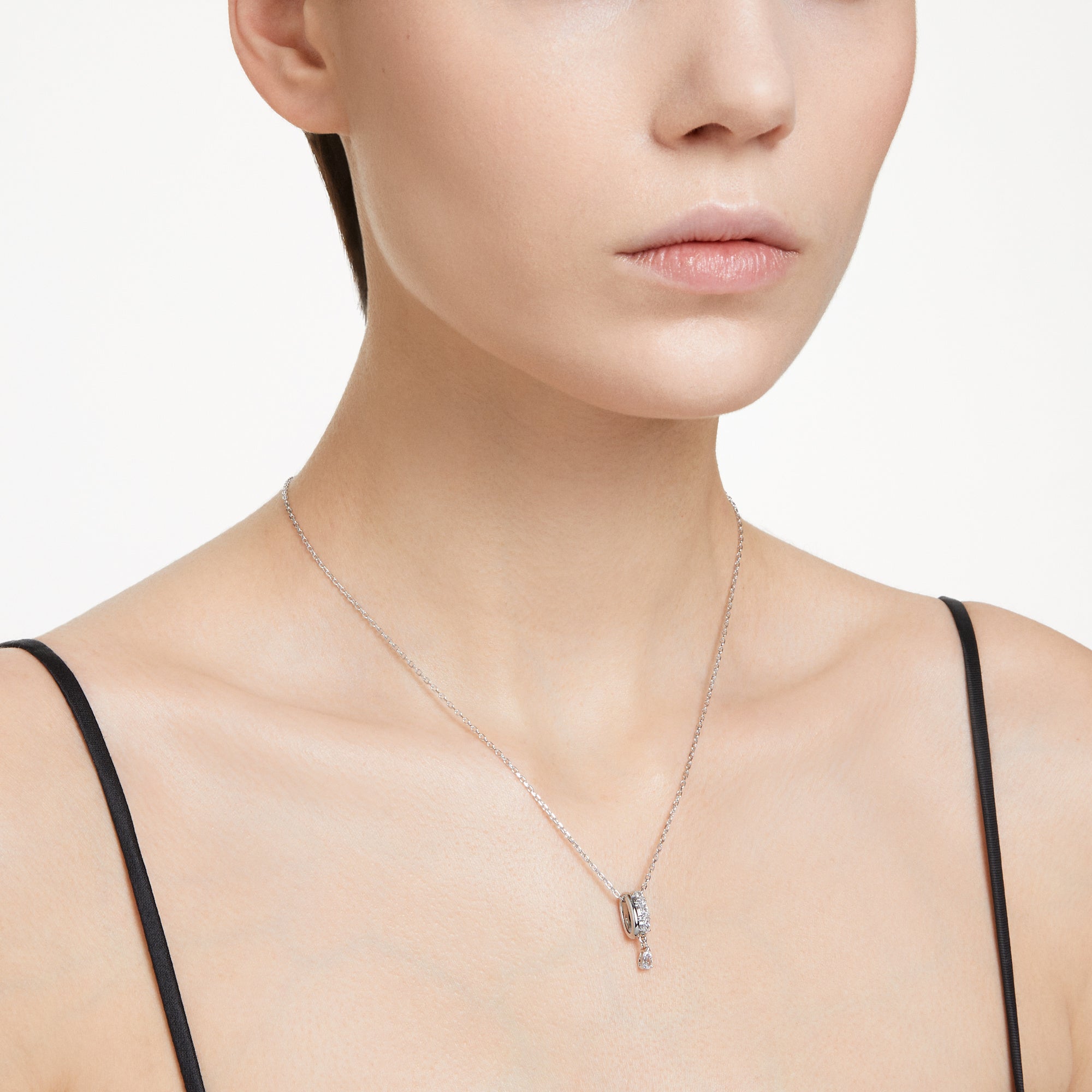 Swarovski Imber Pendant - Rhodium Plated - White Crystals