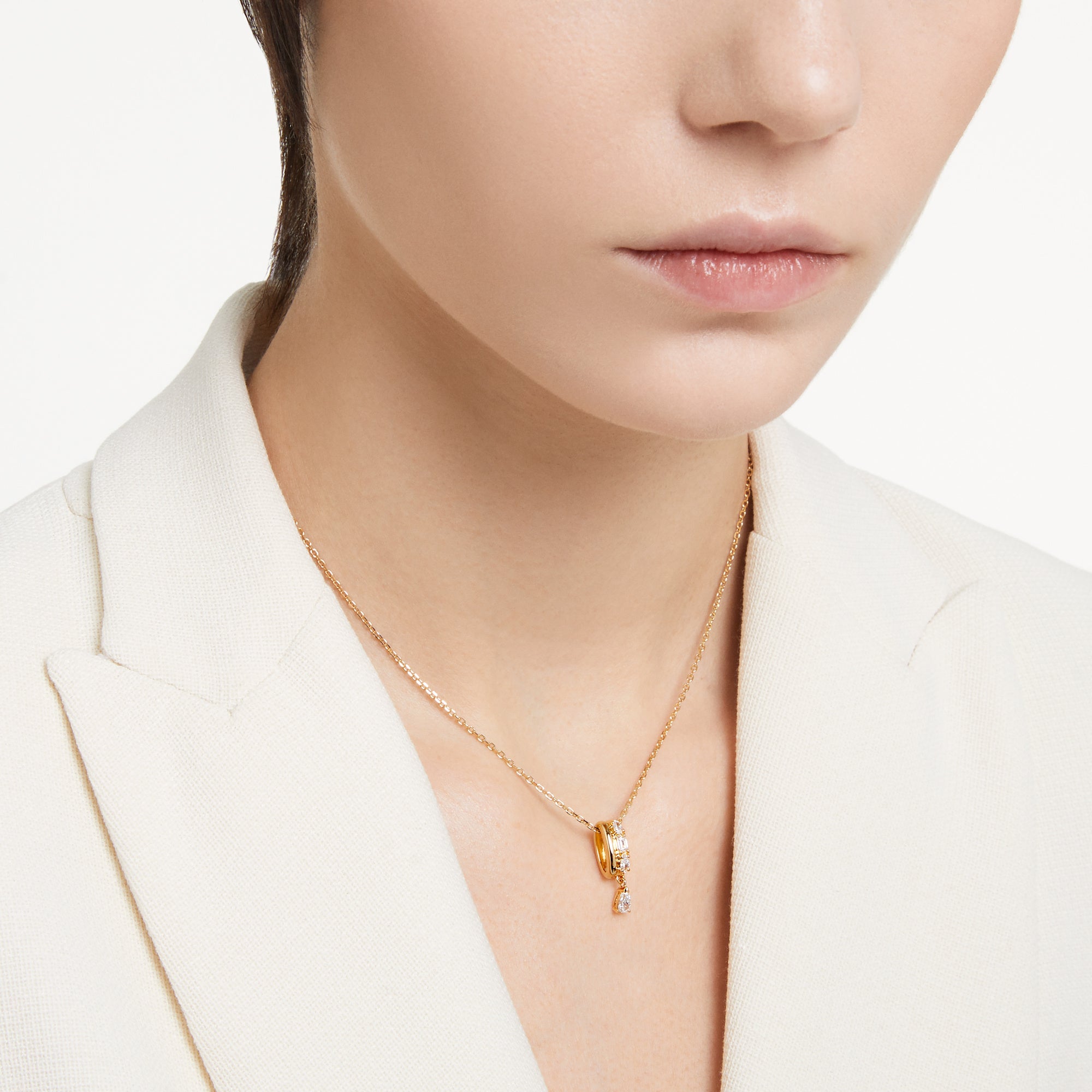 Swarovski Imber Pendant - Gold Tone-Plated - White Crystals