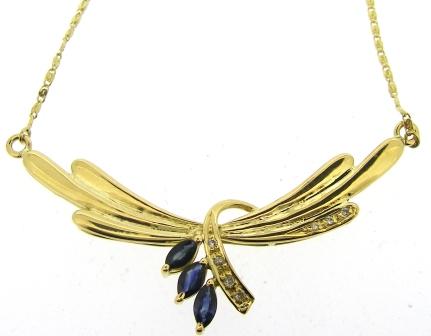 Vintage 18ct Yellow Gold Sapphire And Diamond Necklet
