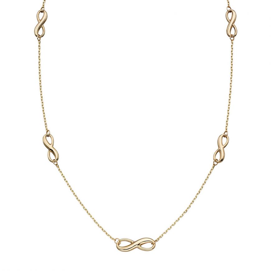 9ct Yellow Gold Infinity Station Necklace