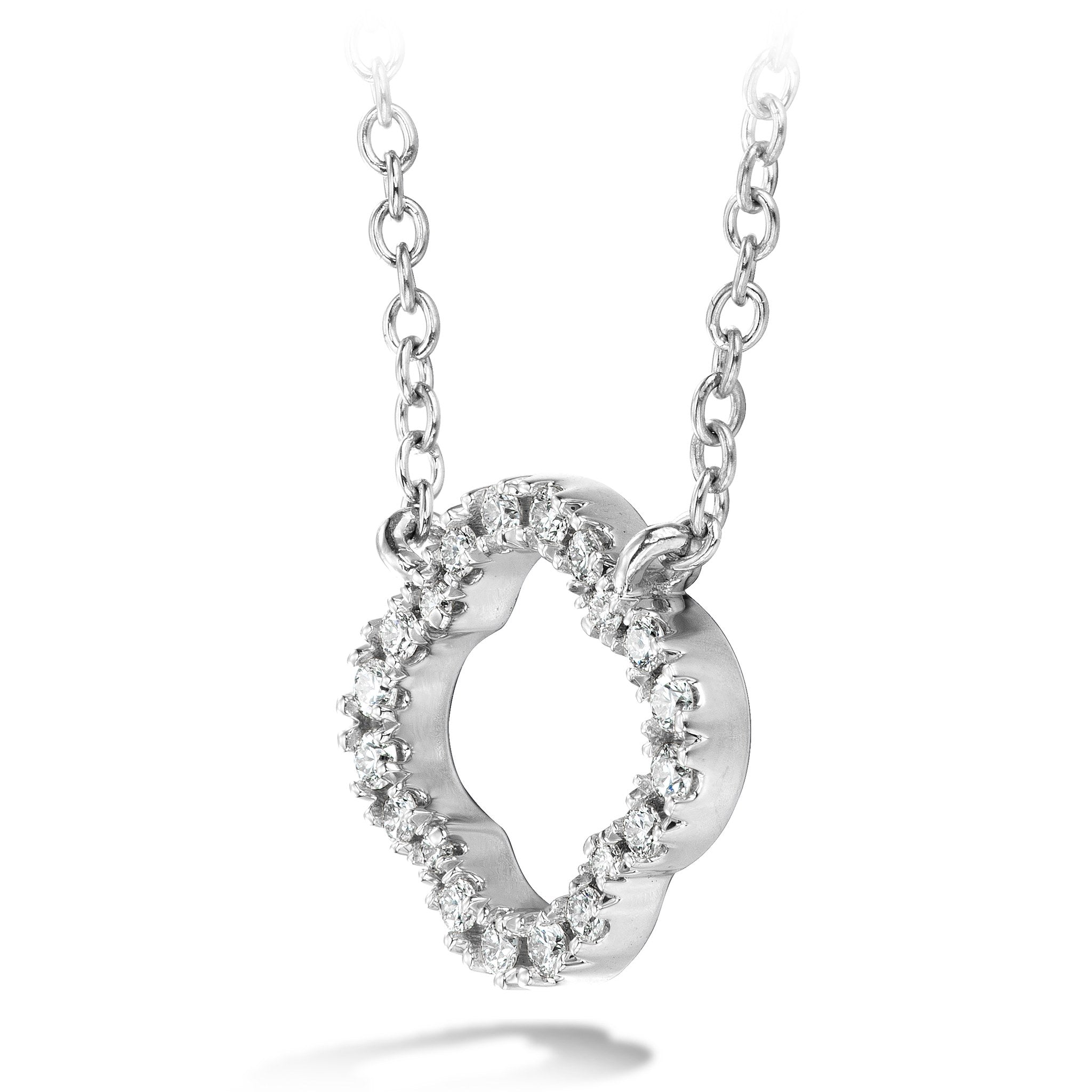 Hearts On Fire 18ct White Gold 0.10ct Signature Petal Pendant Small
