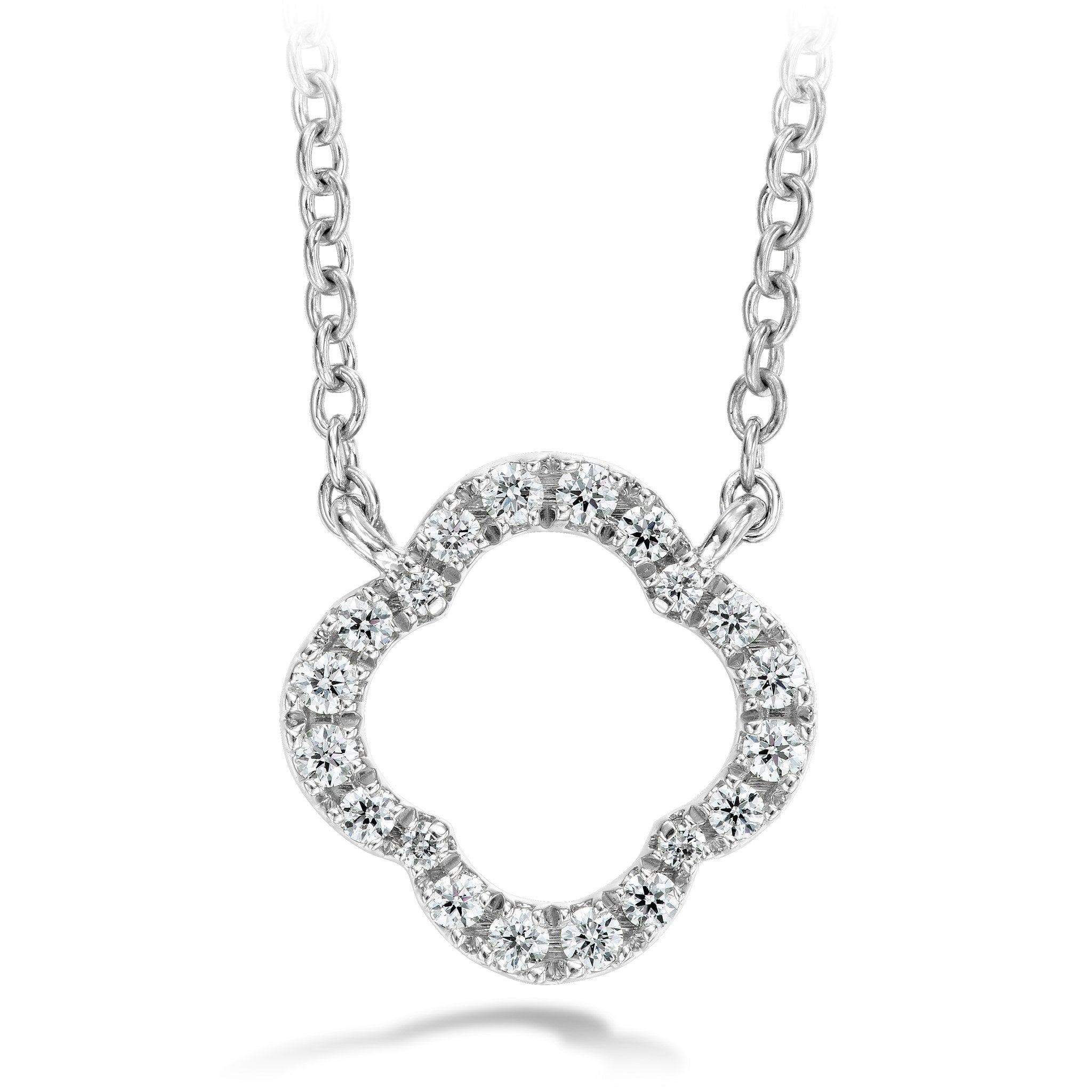 Hearts On Fire 18ct White Gold 0.10ct Signature Petal Pendant Small