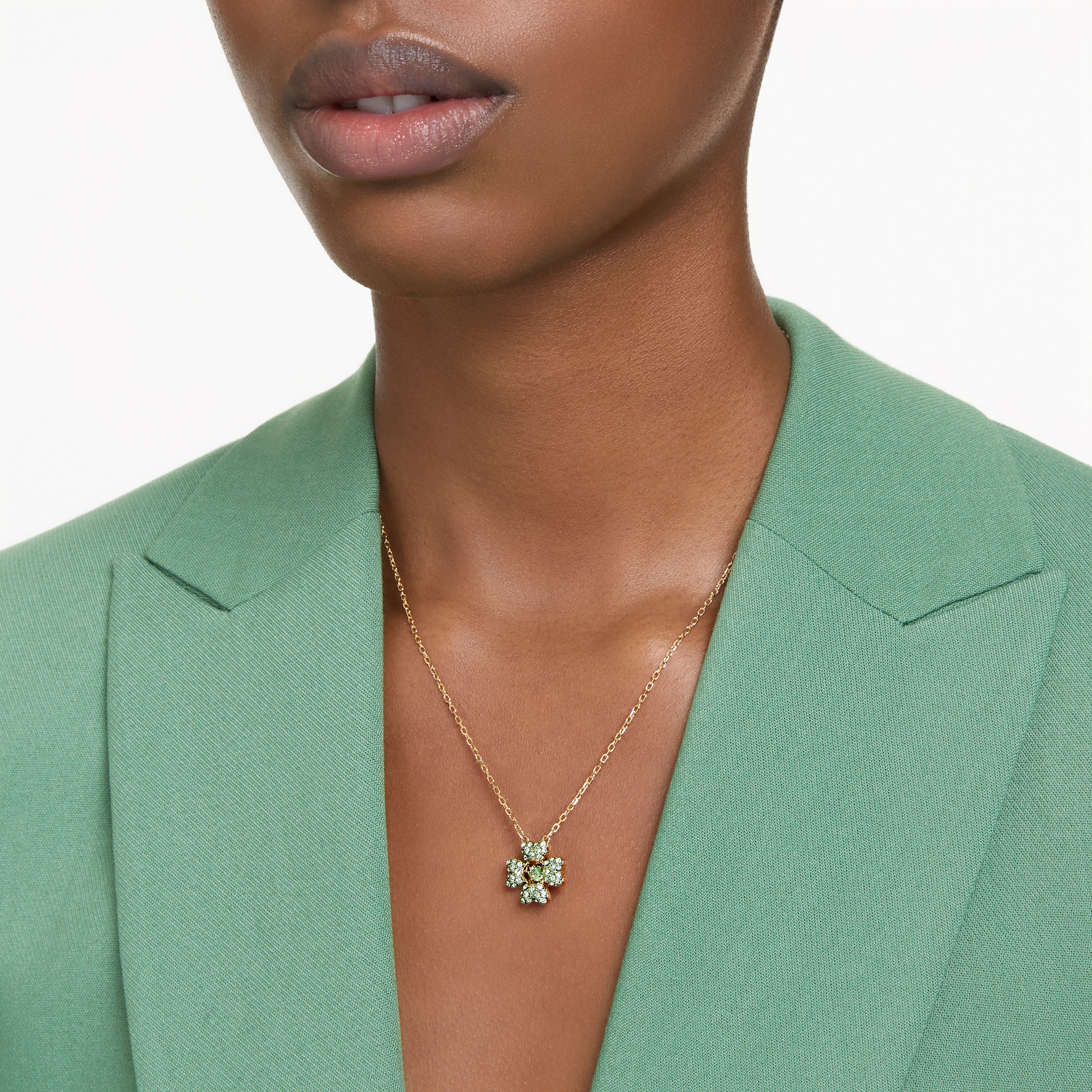 Swarovski Idyllia Pendant - Gold Tone-Plated - Green Crystals