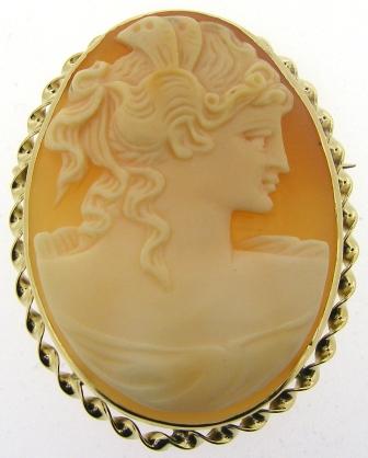 Vintage 9ct Yellow Gold Cameo Brooch With Pendant Loop