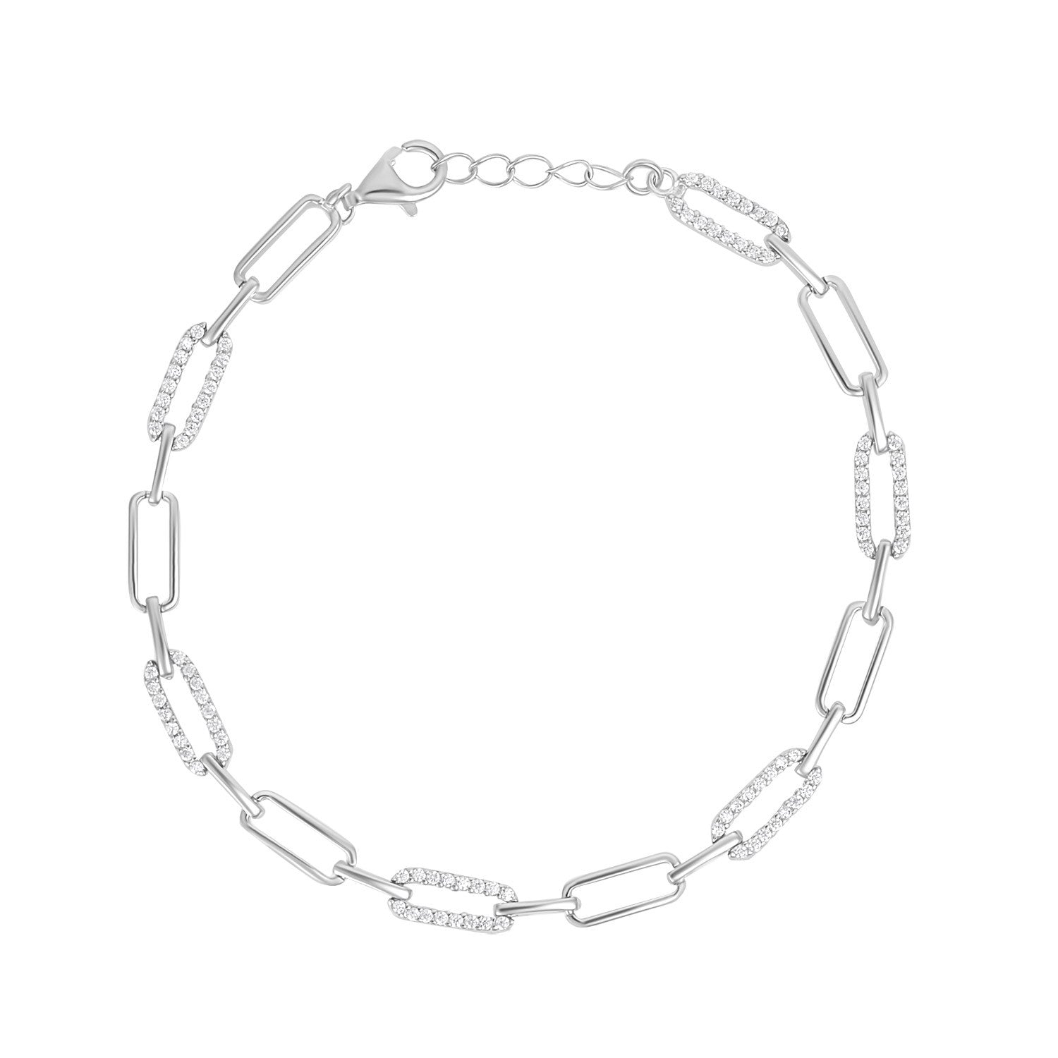Sterling Silver Cubic Zirconia Open Link Bracelet