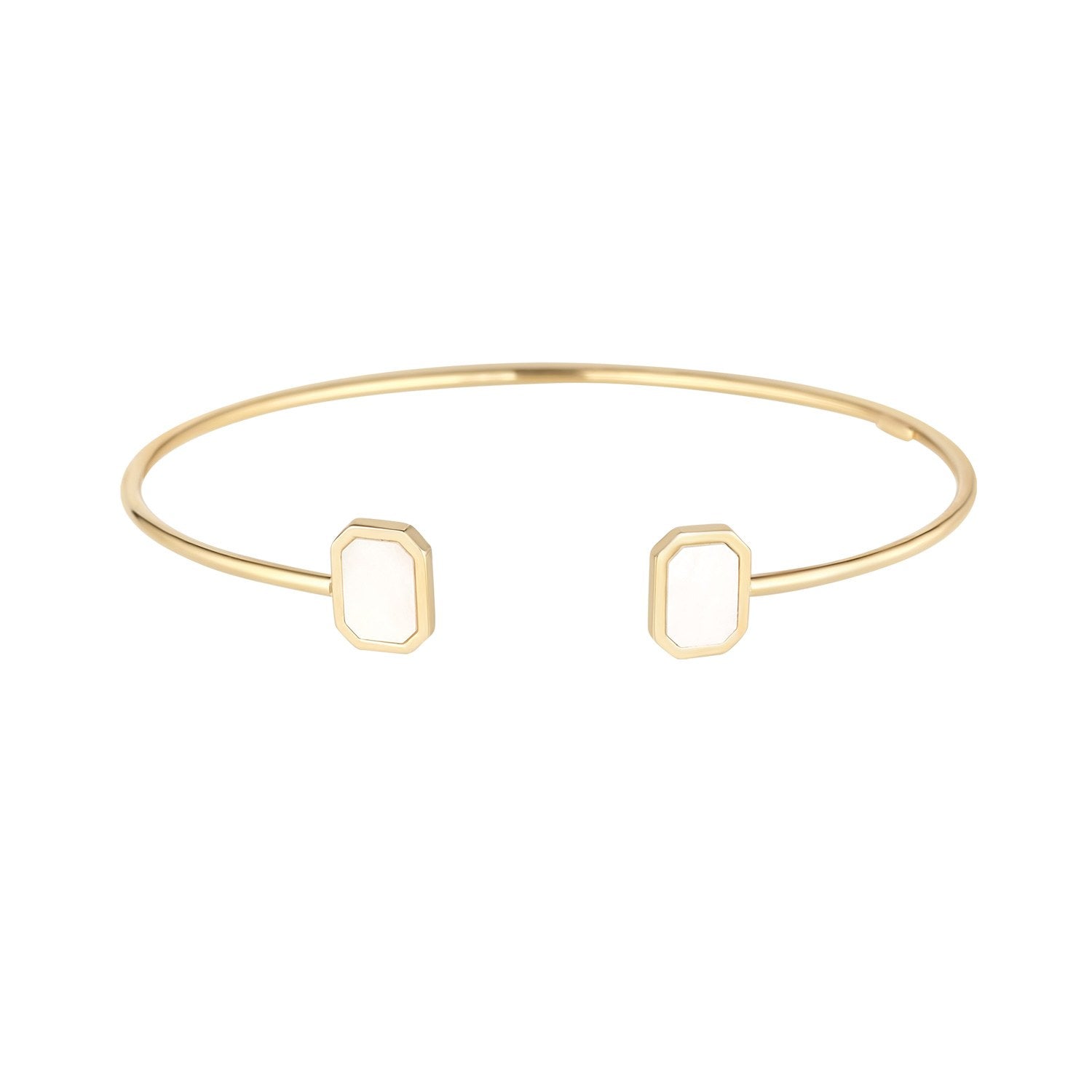 9ct Yellow Gold Mother Of Pearl Open Bangle