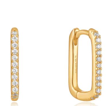 Ania Haie Gold Plated Cubic Zirconia Oval Hoop Earrings 14mm