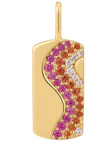 Ania Haie Silver and Yellow Gold Plated Wave Pink Cubic Zirconia Charm