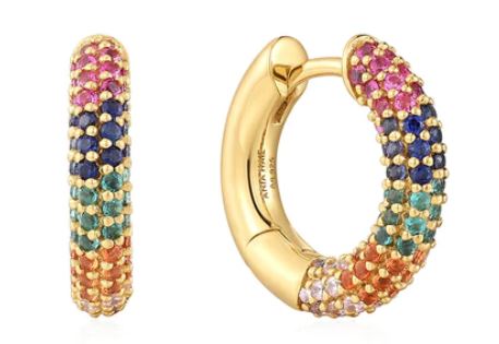 Ania Haie Silver and Yellow Gold Plated Rainbow Cubic Zirconia Hoop Earrings