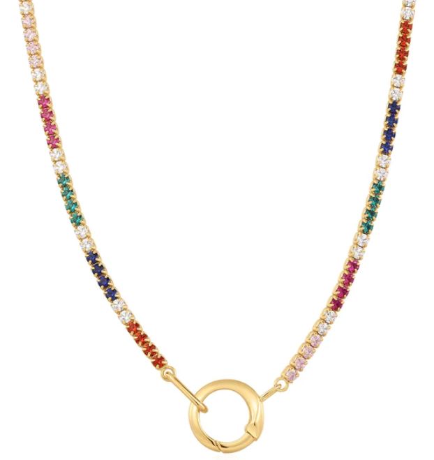 Ania Haie Silver and Yellow Gold Plated Rainbow Cubic Zirconia Chain Connector Necklace