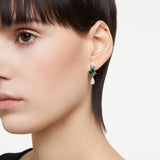 Swarovski Mesmera Drop Earrings - Rhodium Plated - Mixed Cuts White & Green Crystal