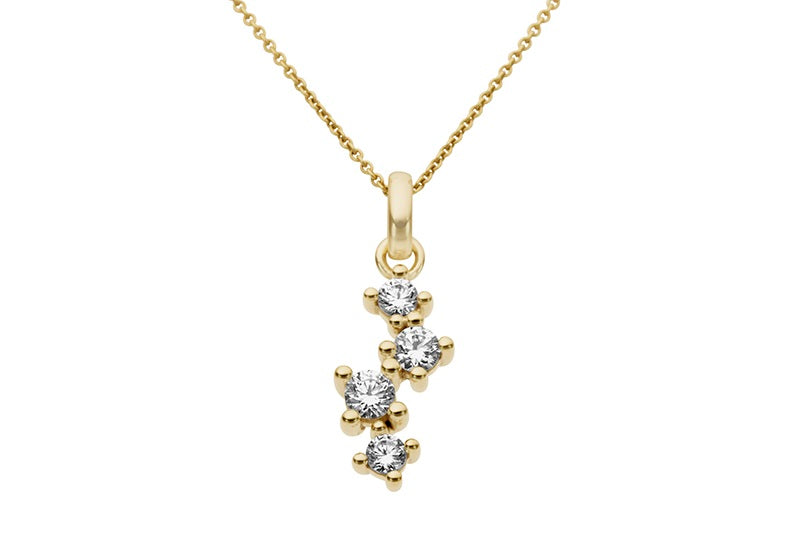 9ct Yellow Gold 4 Stone Cubic Zirconia Pendant