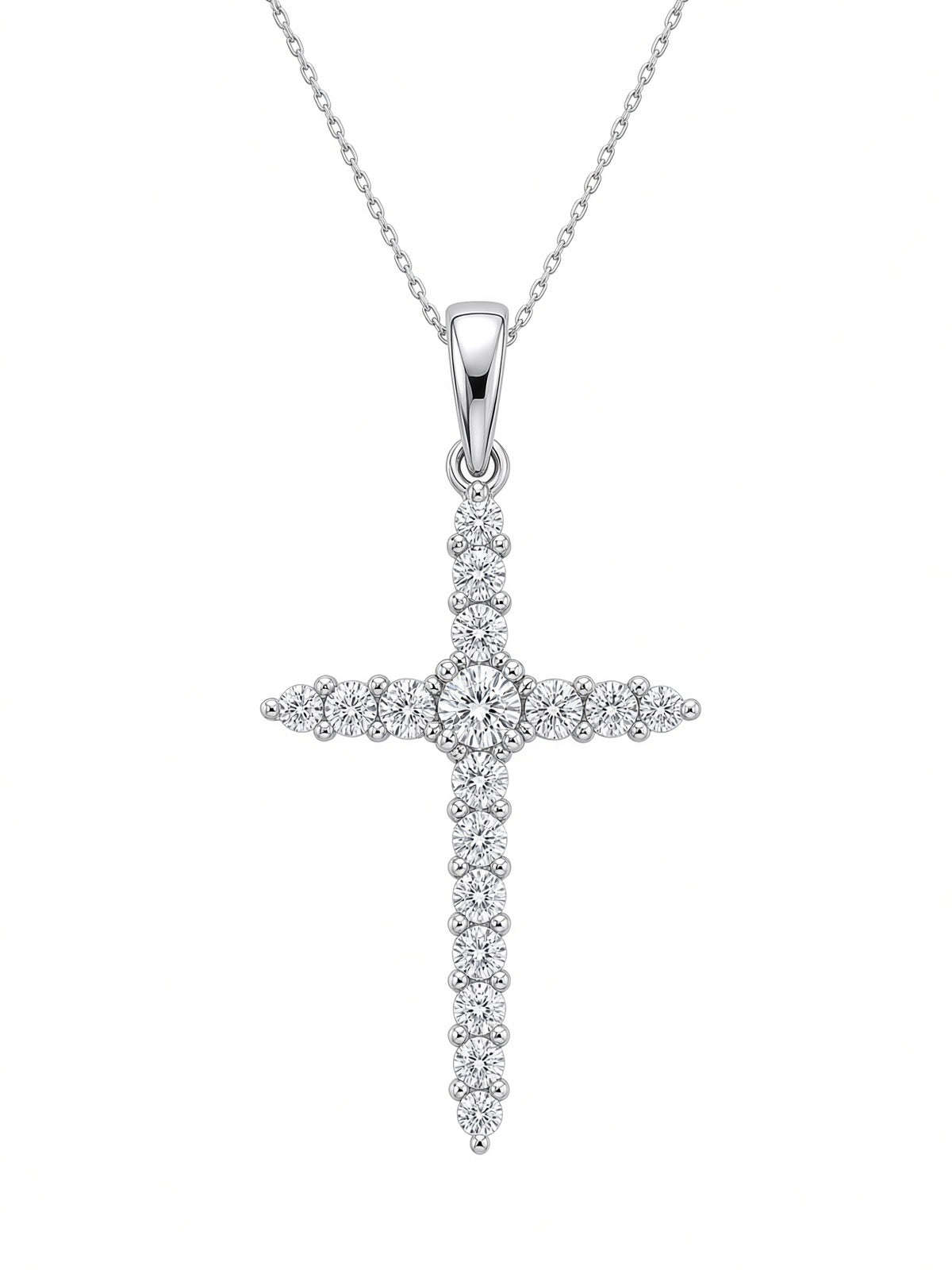 Elegant 9ct White Gold Cubic Zirconia Cross Pendant