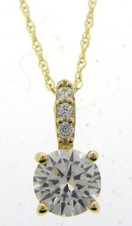 9ct Yellow Gold Pave Cubic Zirconia Solitaire Pendant