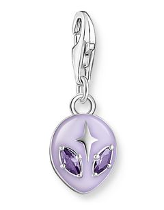 Thomas Sabo Sterling Silver Alien Head Charm with Purple Detail
