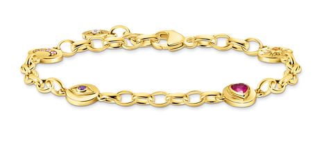 Thomas Sabo Sterling Silver Yellow Gold Plated Symbols Bracelet with Cubic Zirconia