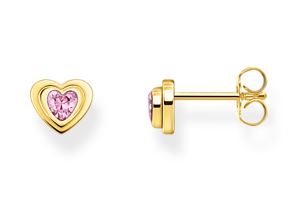 Thomas Sabo Sterling Silver Yellow Gold Plated Heart Earrings with Pink Cubic Zirconia