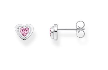 Thomas Sabo Sterling Silver Heart Earrings with Pink Cubic Zirconia