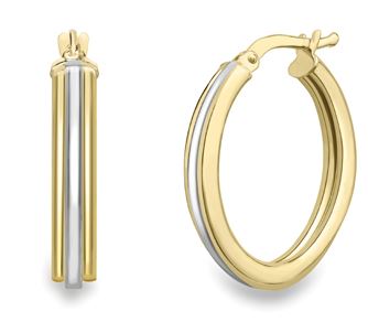 9ct Bi-Colour Gold Hoop Earrings