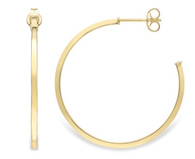 Elegant 9ct Yellow Gold Square Tube Oval Hoop Earrings