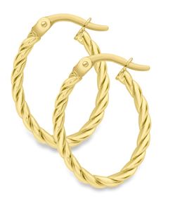 9ct Yellow Gold Oval Twisted Hoop Earrings